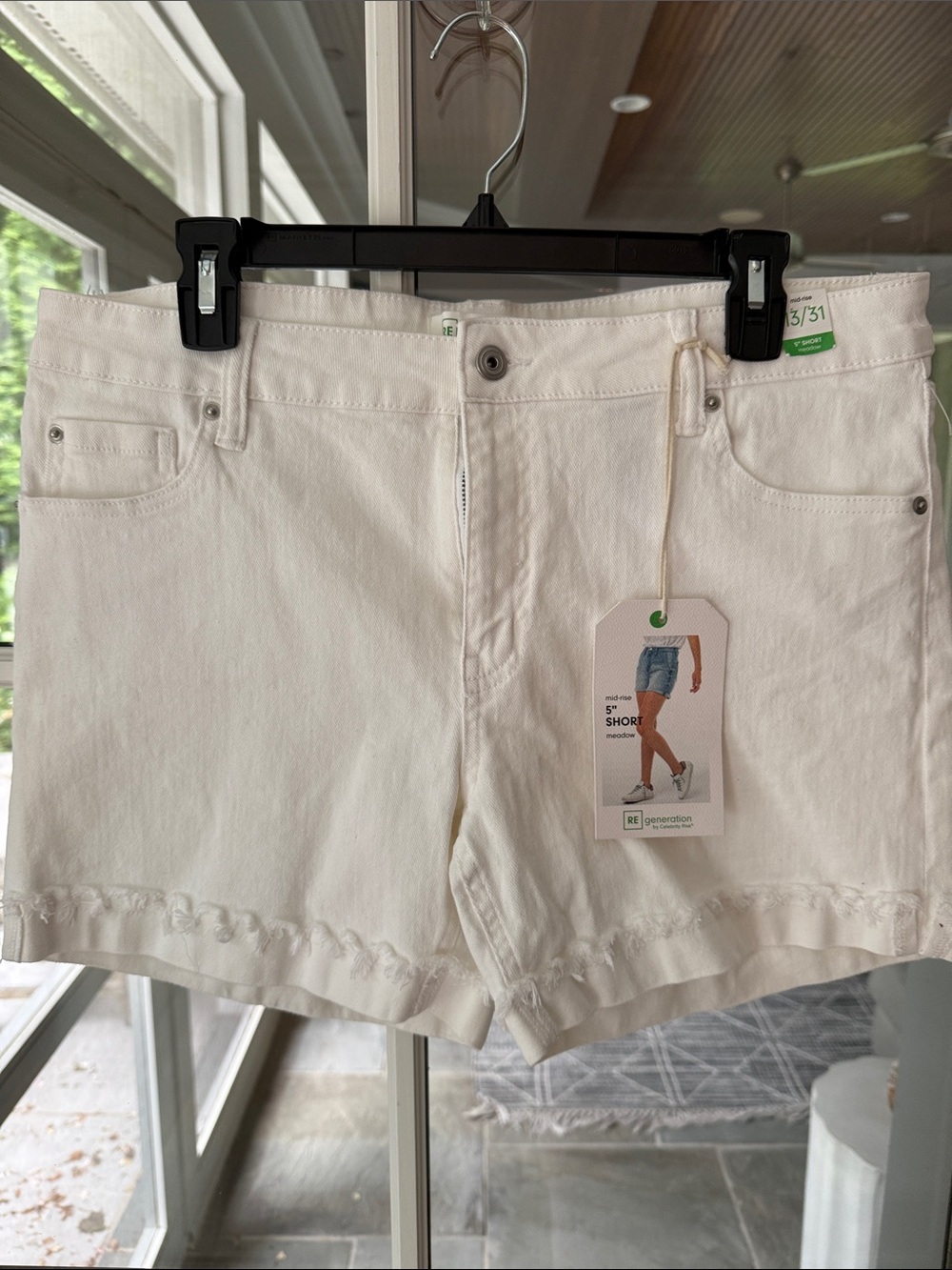 White Frayed Hem Women's Denim Shorts